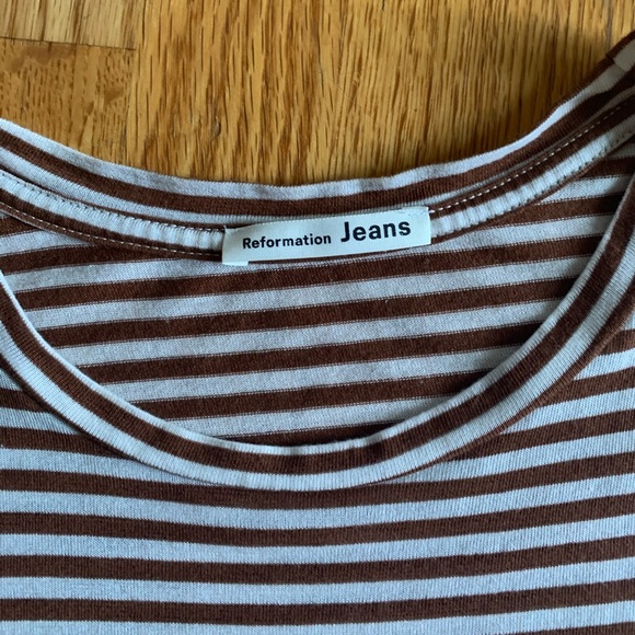 Reformation Brown Striped Tee - Picture 3 of 7